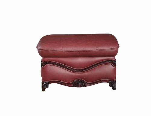 Dark Cherry Leather Ottoman