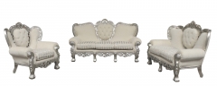 Kingsway White & Silver Fabric Sofa Set