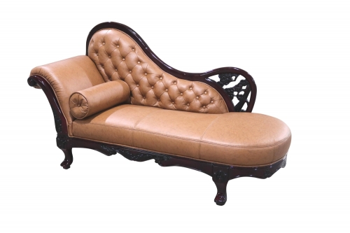 JHC Khaki Leather Chaise