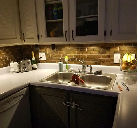 “ Best under cabinet lights on the market! Seriously, the cords are the perfect length. Just staple them to the underside of my cabinets and bam, it's done! No electrical, all plug and play. Easy peasy”