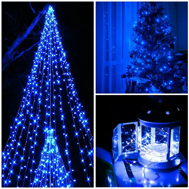165ft 500 LEDs Blue Plug in Fairy Lights with Remote