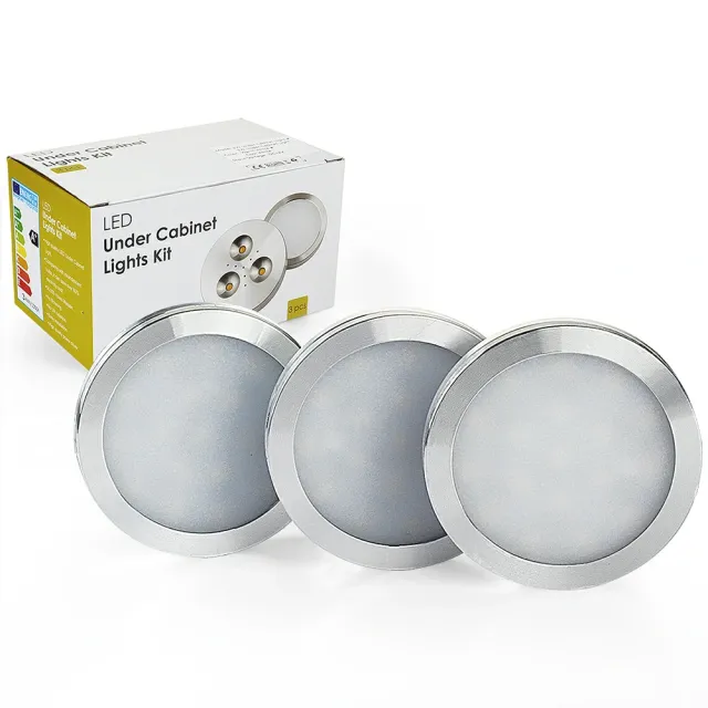 2W 600lm Warm White 12V LED Puck Lights, Pack of 3