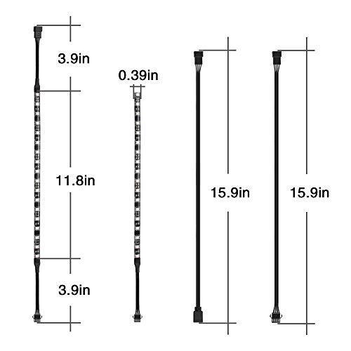 Computer Decoration RGB PC LED Strip Lights with 12V 4Pin RGB Header, 2PCS SMD 5050