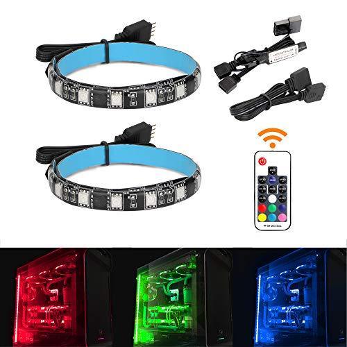 Chassis Decotion Lghts RGB PC LED Strip Lights with IF Remote Controller,2 PCS SMD5050