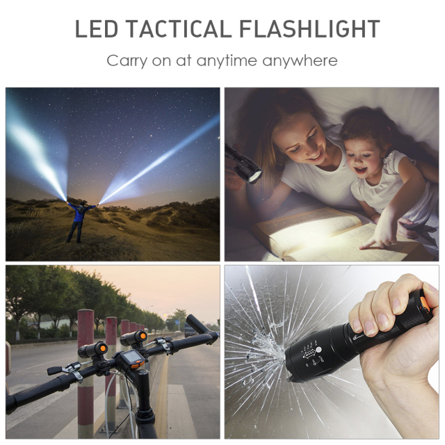 800lm LED Zoomable Flashlights with Adjustable Focus and 5 Light Modes, 2 Pack