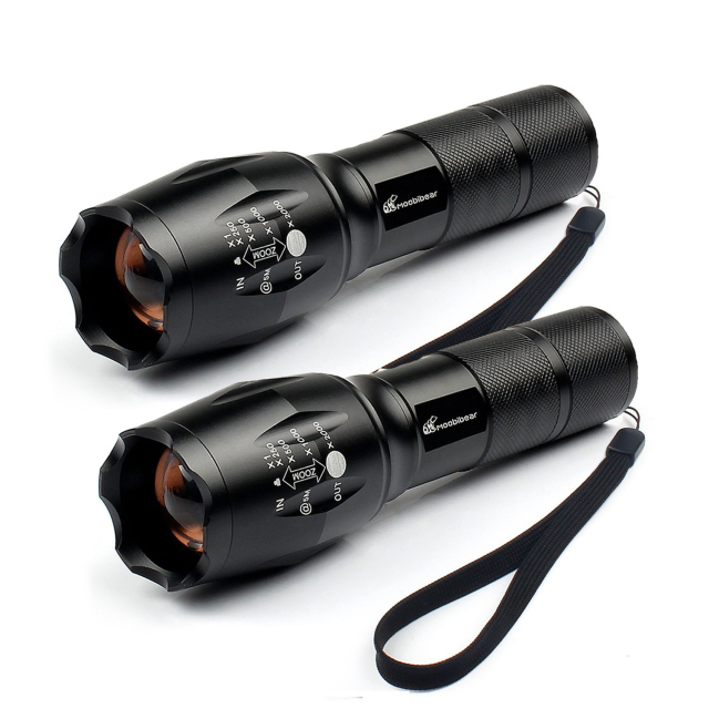 800lm LED Zoomable Flashlights with Adjustable Focus and 5 Light Modes, 2 Pack