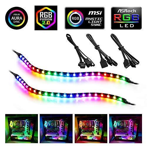 Addressable RGB  PC LED Strip Lights with 5V 3Pin RGB Header, 2PCS 42LEDS