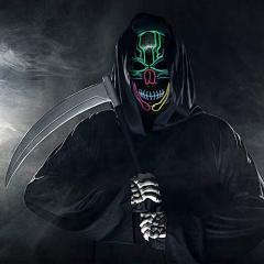 LED Halloween Mask Light Up Scary Mask Purge Mask with EL Wire 3 Flashing-Modes for Halloween Festival, Party, Cos Play (5 Colors)