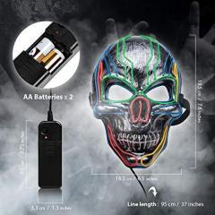 LED Halloween Mask Light Up Scary Mask Purge Mask with EL Wire 3 Flashing-Modes for Halloween Festival, Party, Cos Play (5 Colors)