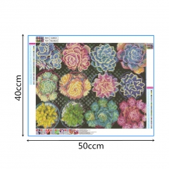 SX-S10023  50X40cm  Diamond Painting Kits - Succulent plants