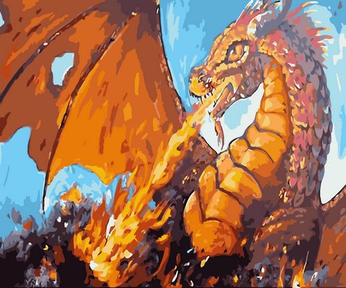 SX- GX2713   Paint by numbers - Fire dragon