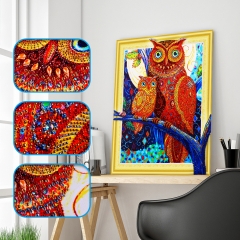 SX-DZ015-3040   Special Shaped Diamond Painting Kits - Owl      