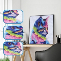 SX-F004  25X25cm   Diamond Painting Kits - Color cat