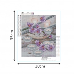 SX-F017  30X35cm   Diamond Painting Kits - Candlelight flower