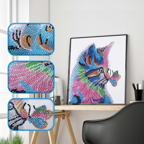 SX- H001   Special Shaped Diamond Painting Kits - Butterfly cat