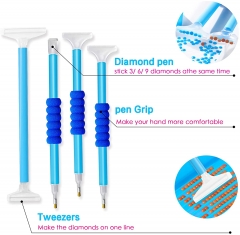 SX-DPA036 56pcs 5D Diamond Painting Tools Accessories with 28 Grids Diamond Embroidery Box and Diamond Painting Roller for Kids and Adult Blue