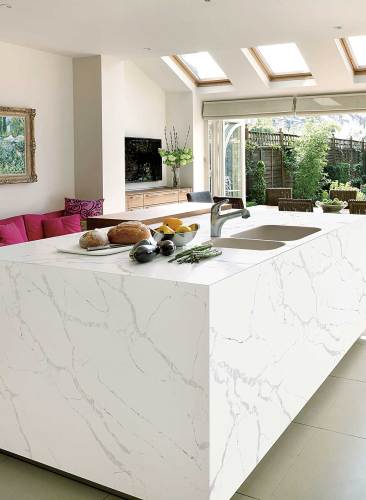 White Quartz Island Countertops for Kitchen Room