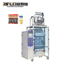 Moveable film-drawing powder bag packing machine