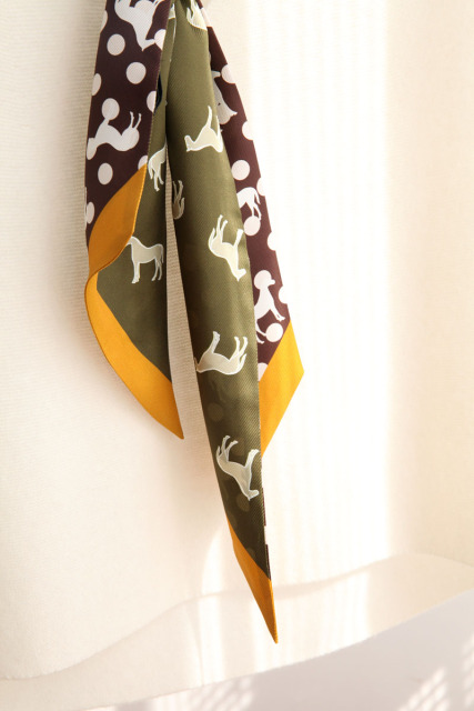 Twill silk  maxi-twilly slim scarf TWIF-90074B