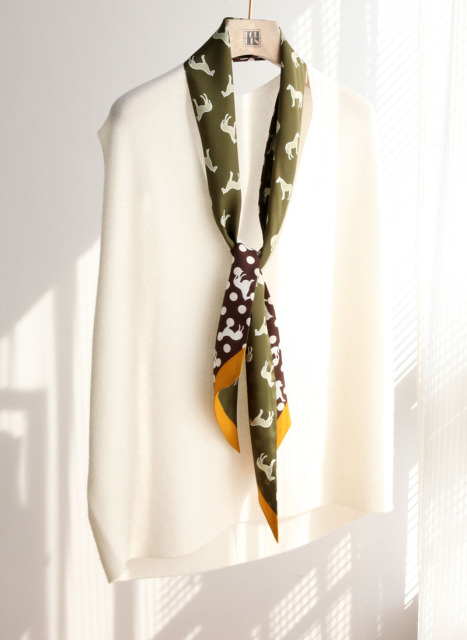 Twill silk  maxi-twilly slim scarf TWIF-90074B