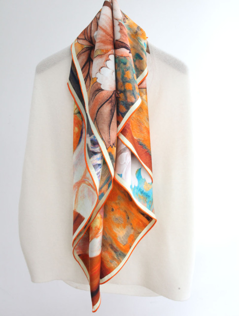 Square18MM 110cm  Duplex Prints  crepe satin plain hand Rolled Edges Scarf TWID-10464