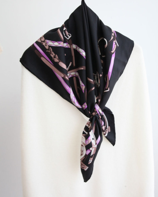 Square14MM 90cm  Twill  silk hand Rolled Edges Scarf