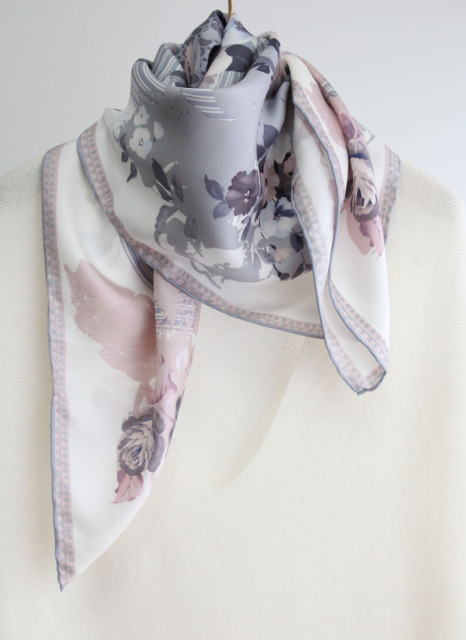 Square14MM 90cm  Twill  silk hand Rolled Edges Scarf