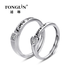 Ensembles réglables de bague de mariage en argent sterling pour lui et elle