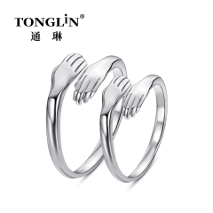 Регулируемые серебряные кольца для пар с открытыми руками