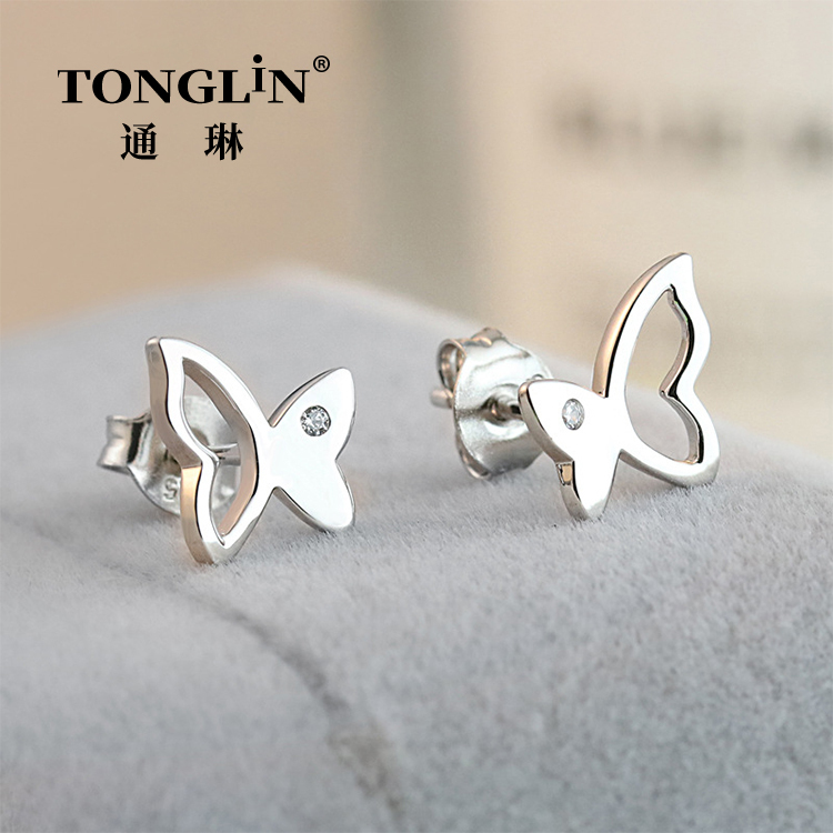 Boucles d'oreilles papillon creux en argent sterling 925 boucles d'oreilles femmes