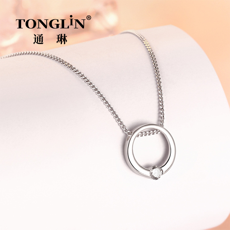 Стерлингового серебра круг кулон ожерелье для женщин