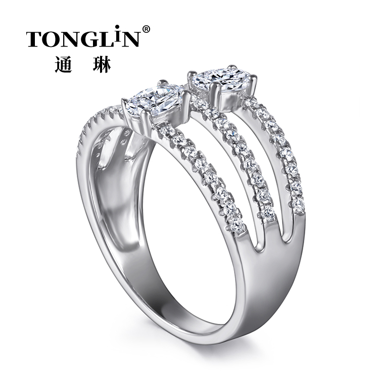 Многорядные серебряные обручальные кольца с разрезным хвостовиком для дам