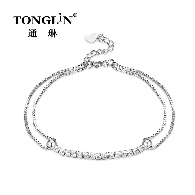 Pulsera de tenis de plata esterlina con circonita cúbica para mujer