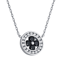 Collana in argento sterling da donna con ciondolo a cerchio zircone