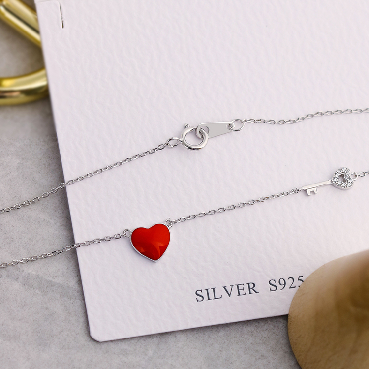 Стильное ожерелье из стерлингового серебра 925 пробы с подвеской в виде сердца