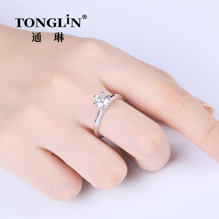 Bague de fiançailles Moissanite rayonnante en argent 925 pour femme