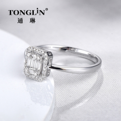 Кольцо с квадратным бриллиантом из белого золота высокого качества для женщин