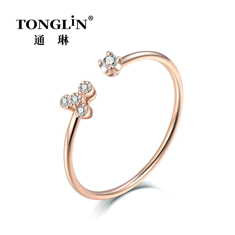 Bague d'anniversaire ajustable en or rose à usage quotidien pour dames