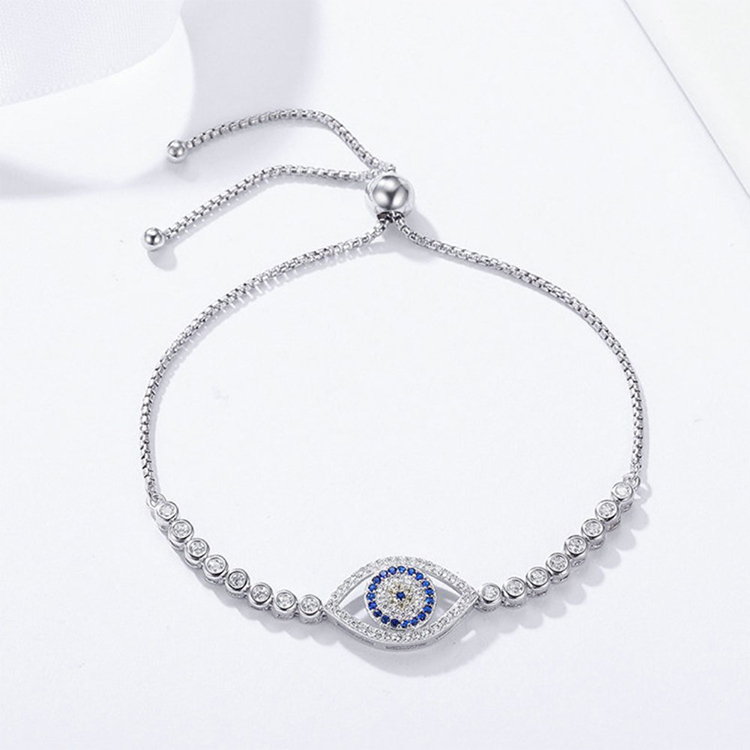 Pulsera Evil Eye de Plata de Ley con Circonita