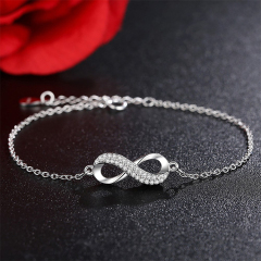 Beliebtes Sterling Silber Infinity Armband mit Zirkonia