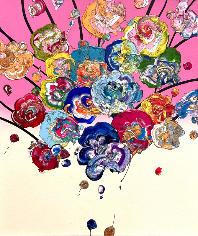 抽象之花卉 (漸變粉 x 藍色) / Abstract Flowers (Pink Gradation x Blue)
