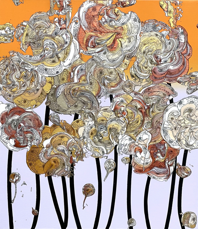 抽象之花卉 (漸變橙 x 金色) / Abstract Flowers (Orange Gradation x Gold)
