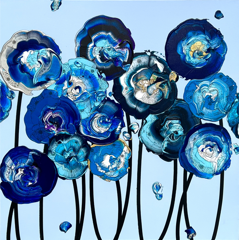 抽象之花卉 (淺藍色 x 藍色) / Abstract Flowers (Sax x Blue)