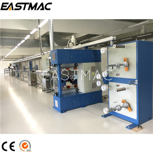 FTTH 4 core outdoor aerial flat drop cable making machine for steel wire self supporting fiber to the home cable