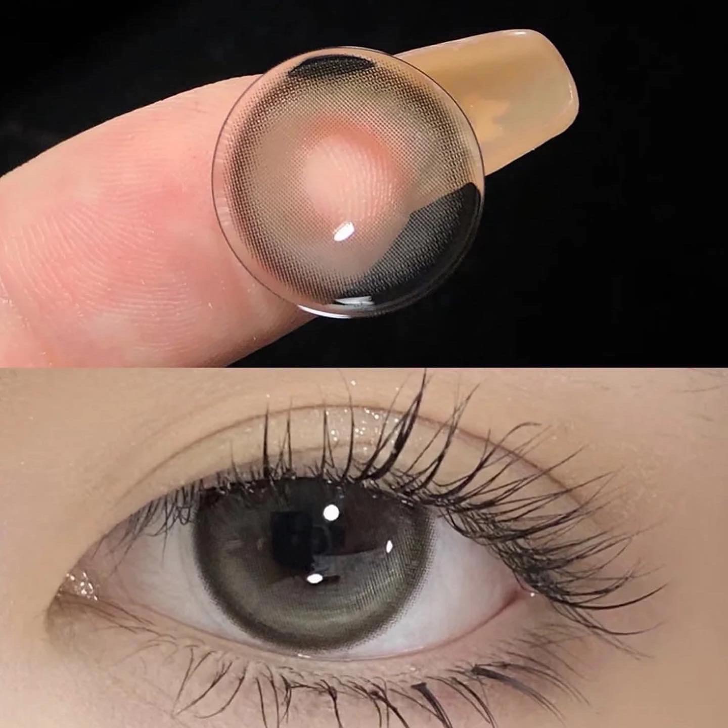 灰綠色隱眼奶油高光