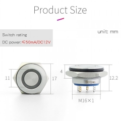 Microinterruptor de metal de 16mm