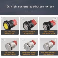 22mm LED プッシュ ボタン スイッチ RGB トリカラー コネクタ付き