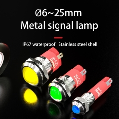 Waterproof IP67 Metal Signal Lamp with 8mm Mounting Hole Durable Reliable Illumination.