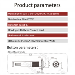 Wasserdichte IP67 Metall-Signalleuchte mit 8mm Montageboh