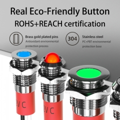 10mm耐久性の信号灯防水信頼性のある赤緑照らすインジケーター.